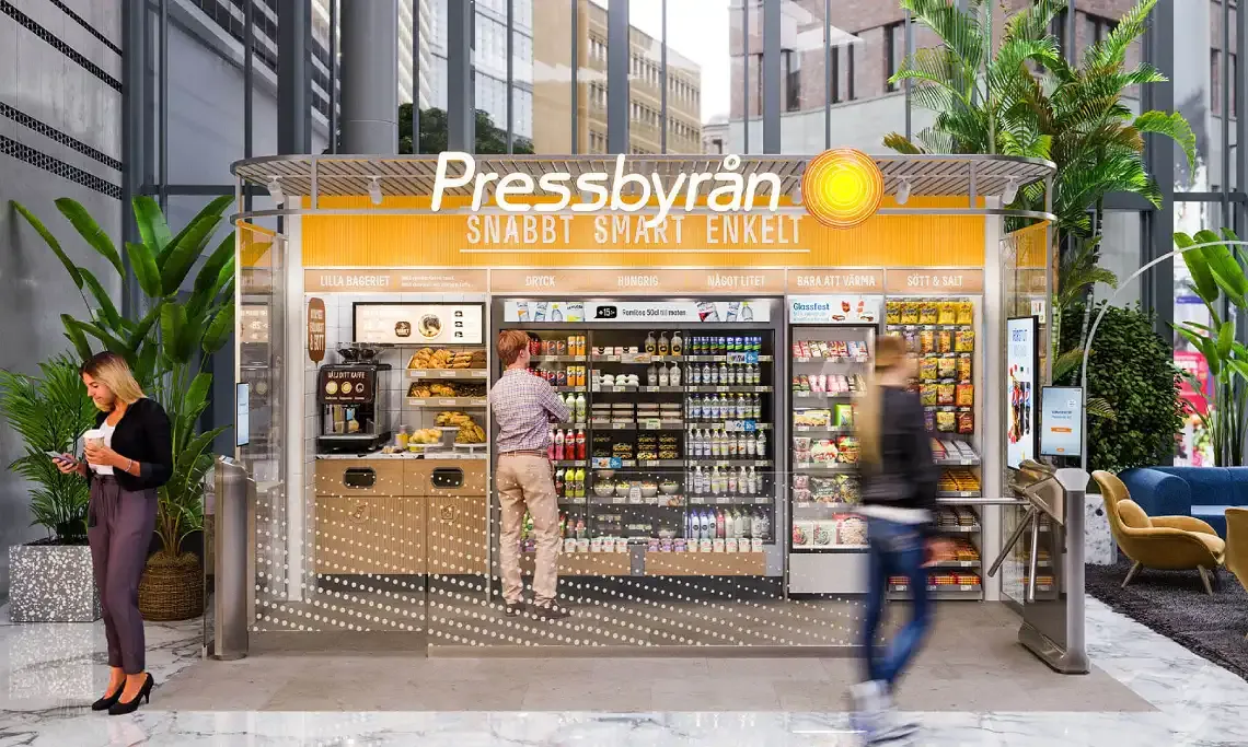 Frontal view of yellow instant systems-powered storefront.