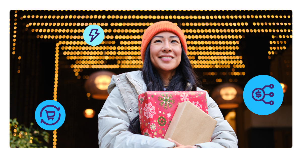 Image of woman doing her holiday shopping with modular payment solutions