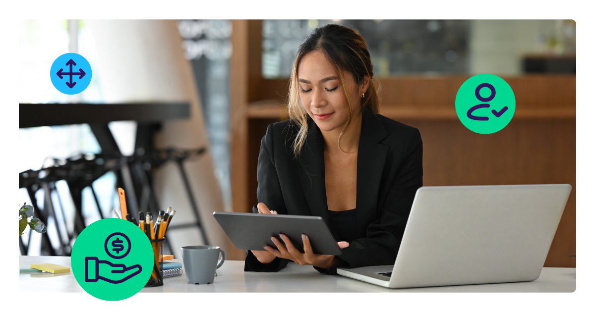 Small business owner using a tablet to explore embedded lending options integrated into SaaS platforms, representing faster access to working capital.