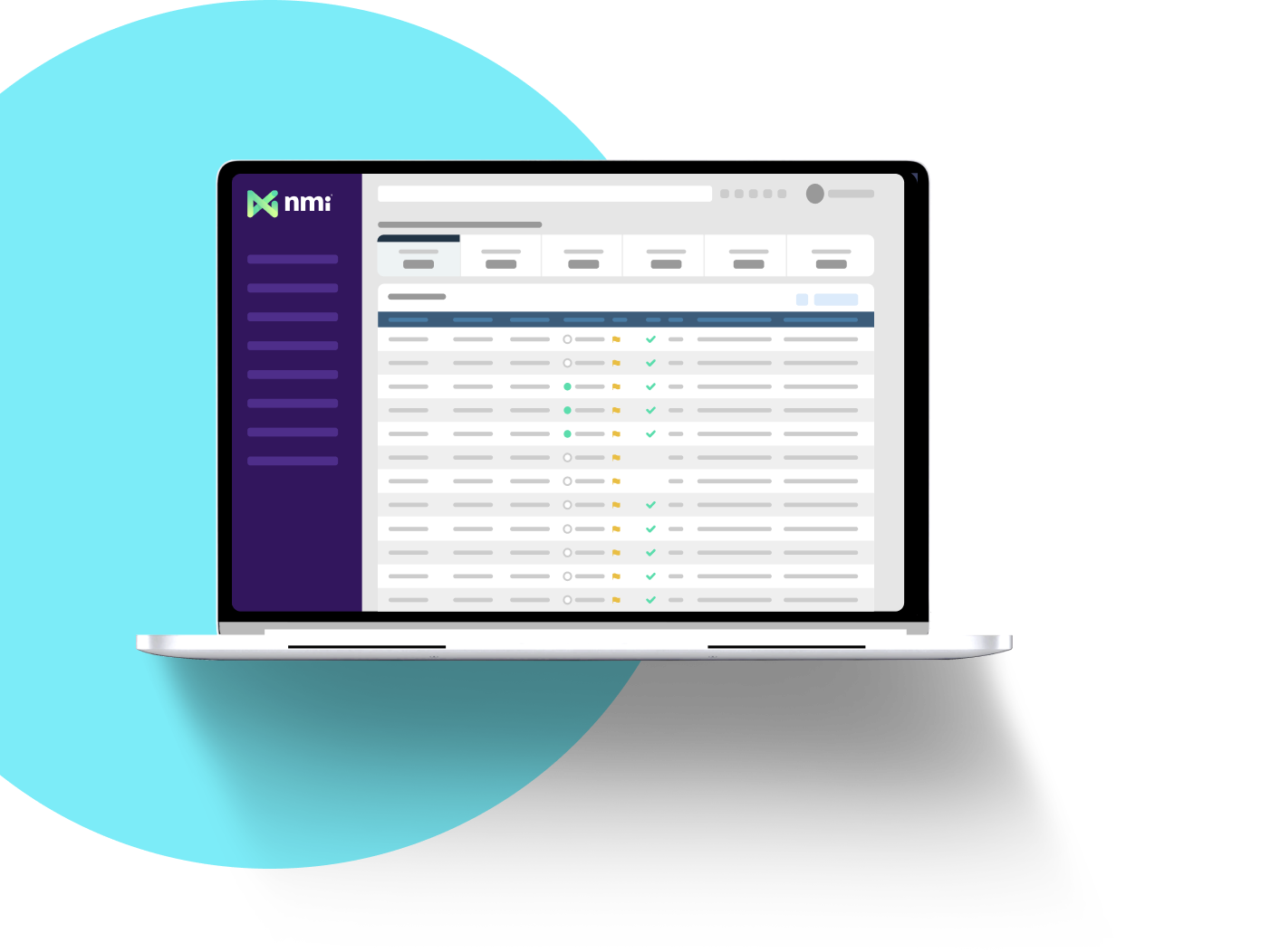 image (built for modern payment platforms) Merchant Central underwriting platform shown on a laptop screen displaying a merchant application review dashboard with status indicators, approval checkmarks and risk flags designed for ISOs, PayFacs and modern payment platforms.