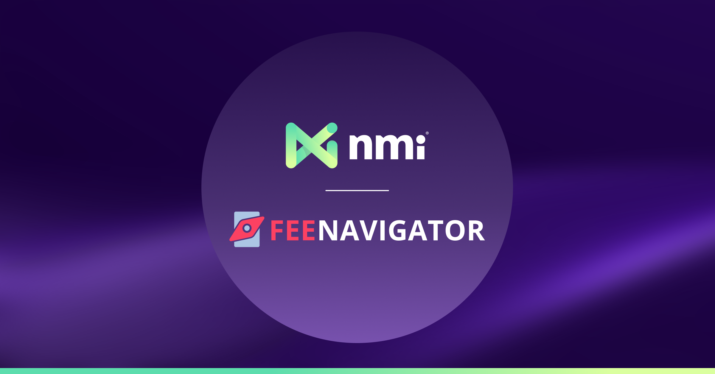 NMI and Fee Navigator logos sit in a purple circle on a purple background